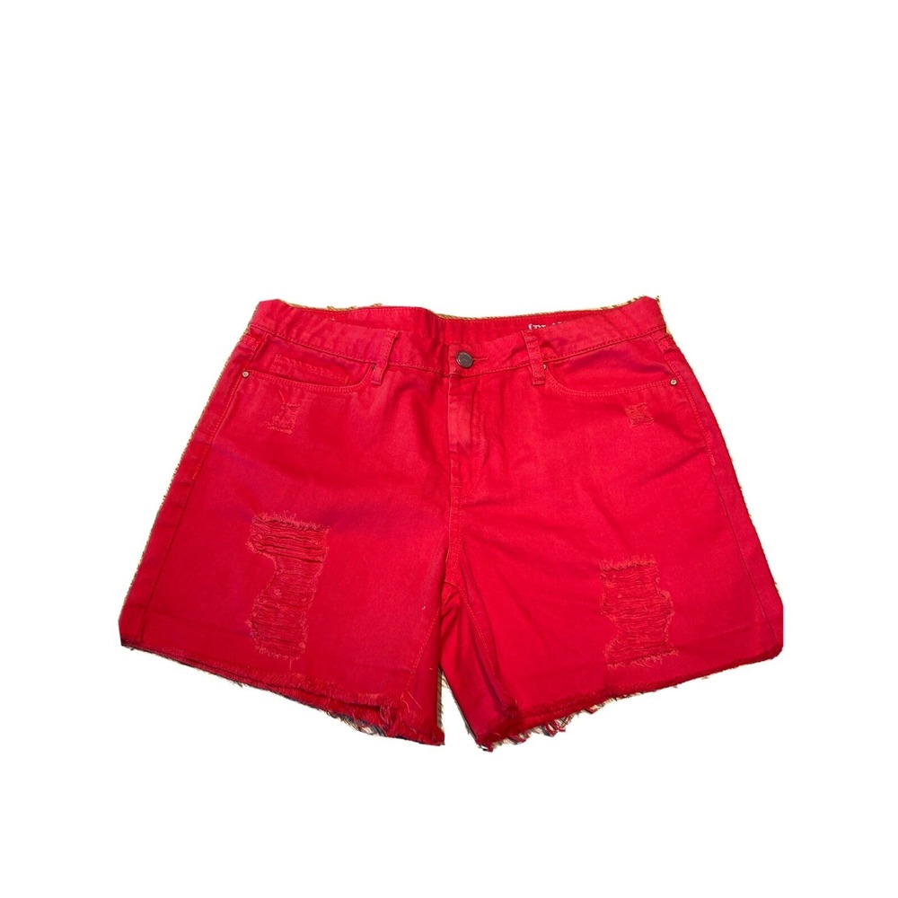 NEW $58 Blank NYC Denim Distressed Boyfriend Shorts Bright Crimson Red Hot Sz 29